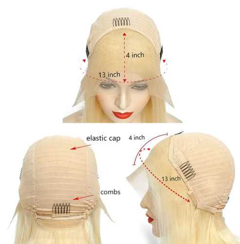 Platinum Blonde 613 Short Bob 18' Swiss Lace Front Brazilian Human Unprocessed Remy Hair